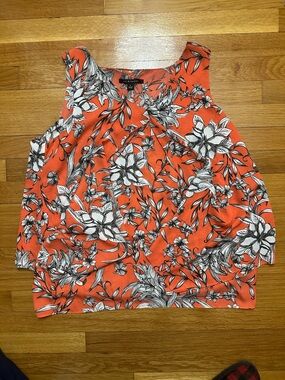 Zac & Rachel Coral Floral Sleeveless Tank Top Size Large